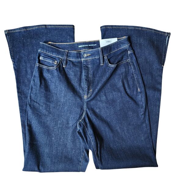 INC International Concepts Womens 12/31 High Rise Flare Leg Jeans Dark Indigo - Picture 1 of 13
